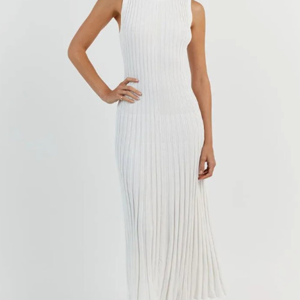 ADA OFF WHITE SLEEVELESS MIDI DRESS
